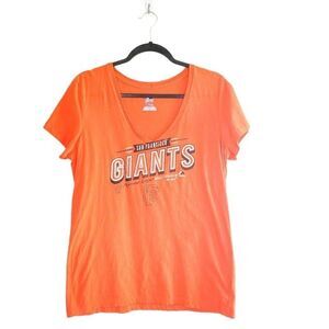 Majestic Womens T-Shirt Orange XL V-Neck San Francisco Giants Top Plus Size